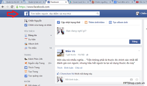 Chữ F trong trang chủ không thay đổi