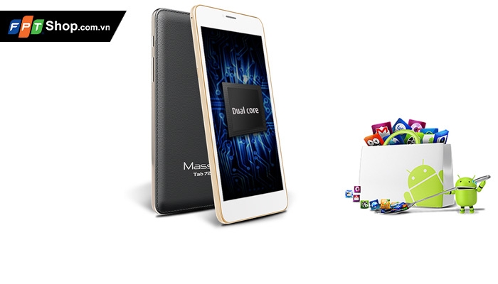 cấu hình Masstel Tab 720i được trang bị bộ vi xử lý lõi kép MediaTek
