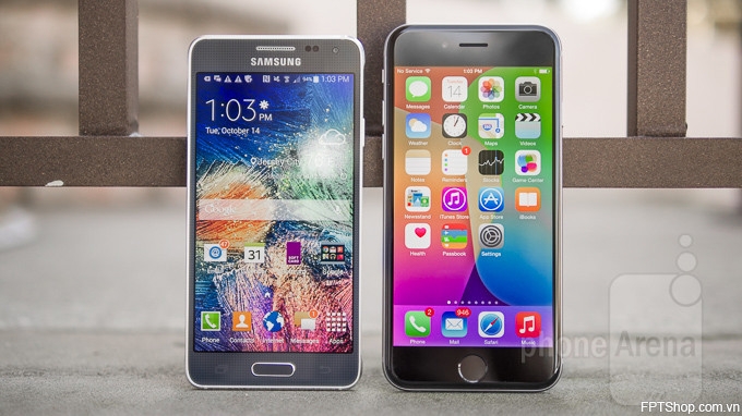 Màn hình của Galaxy Alpha và iPhone 6