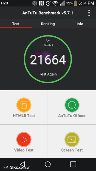 Kết quả kiểm tra điểm benchmark: