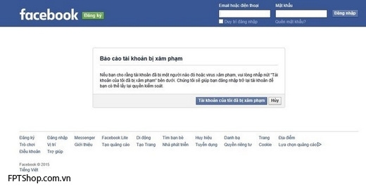 Trên đây là giao diện phần hỗ trợ người dùng khi bị hack mất mật khẩu tài khoản của mình