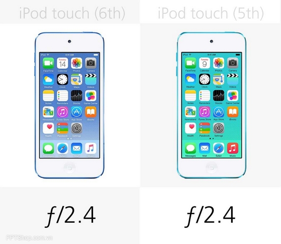 khẩu độ ống kính trên iPod Touch 6 so với iPod Touch 5