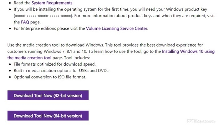 Tải và cài đặt công cụ Tool Now của Microsoft để tiến hành tải và cài đặt Windows 10