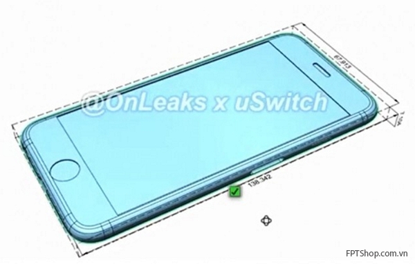 hình ảnh đồ họa mô tả khung máy của chiếc iPhone 6s