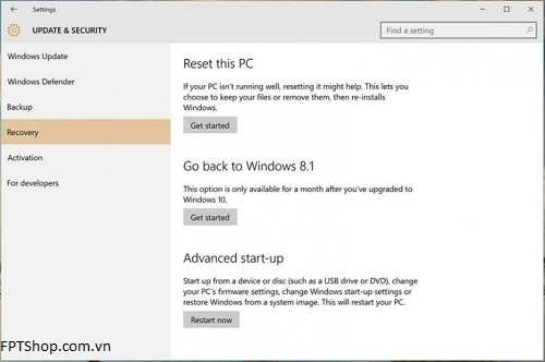 hướng dẫn hạ cấp nhanh Windows 10 xuống Windows 8.1 hoặc Windows 7