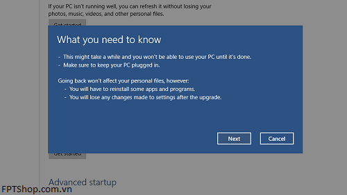 hướng dẫn hạ cấp nhanh Windows 10 xuống Windows 8.1 hoặc Windows 7