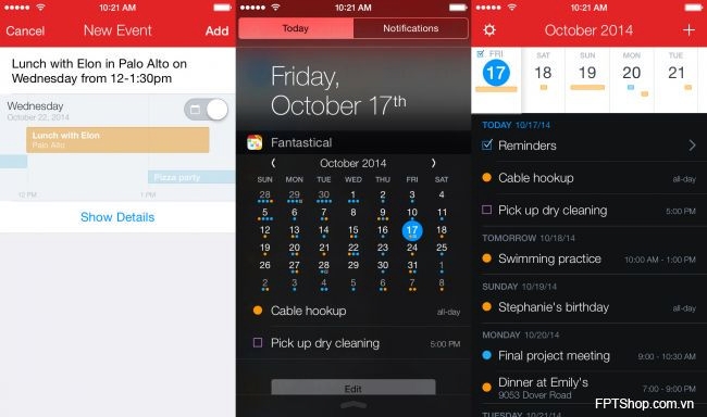 Ứng dụng lịch Fantastical 2 của iOS