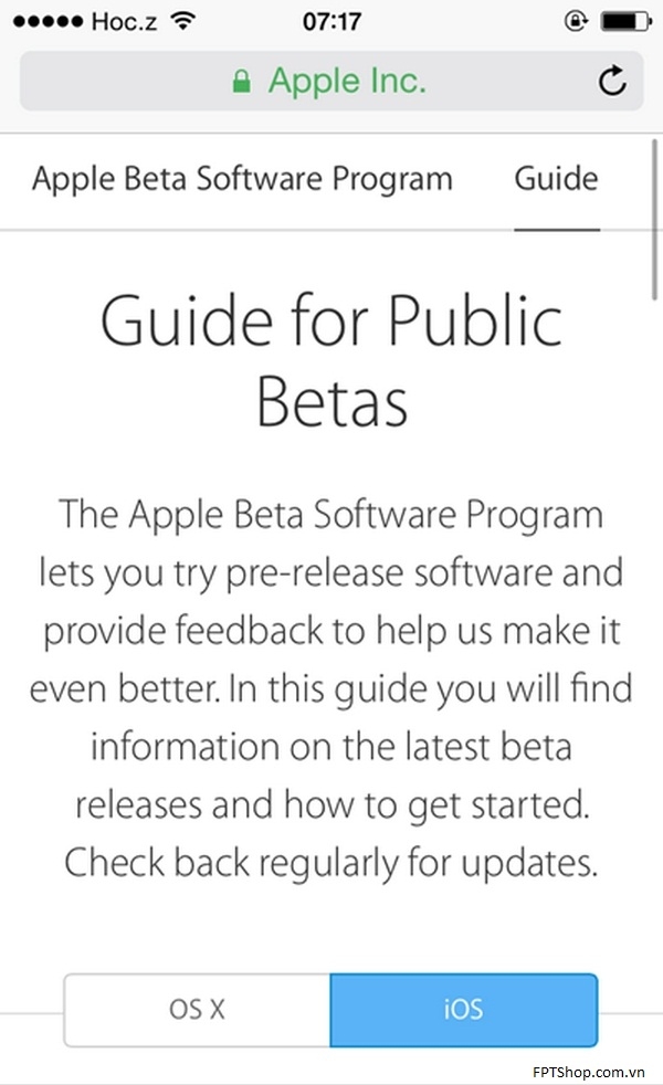 Cách thức tham gia chương trình iOS Public Beta của Apple