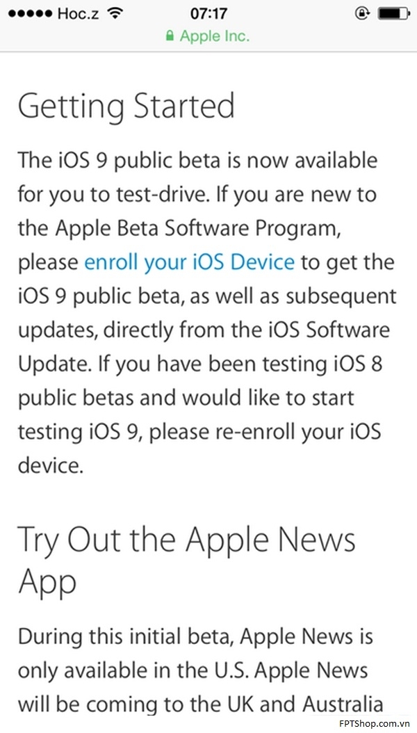 Cách thức tham gia chương trình iOS Public Beta của Apple