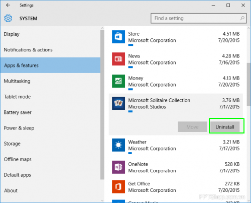 Kích chọn ứng dụng hoặc chương trình cần gỡ bỏ ở danh sách bên phải, rồi bấm nút Uninstall