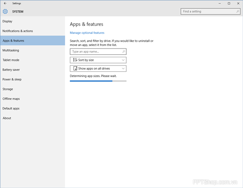 Trước khi gỡ bỏ cài đặt, bạn phải đợi cho ứng dụng Settings load đầy đủ các chương trình và ứng dụng cài đặt trên hệ thống