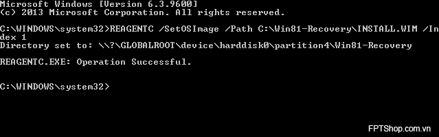Sử dụng cửa sổ dòng lệnh để đăng ký tập tin này sử dụng tạo ra một ổ đĩa phục hồi