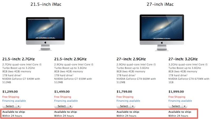 iMac 27 inch đang có mức giá 1799 USD và 1999 USD