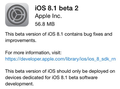 iOS 8.1 Beta 2