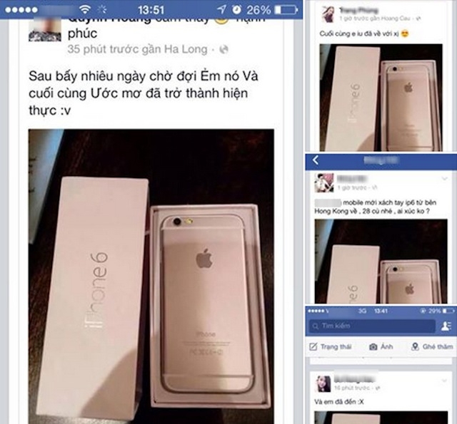 Hình ảnh iPhone 6 được các bạn trẻ đăng trên trang cá nhân