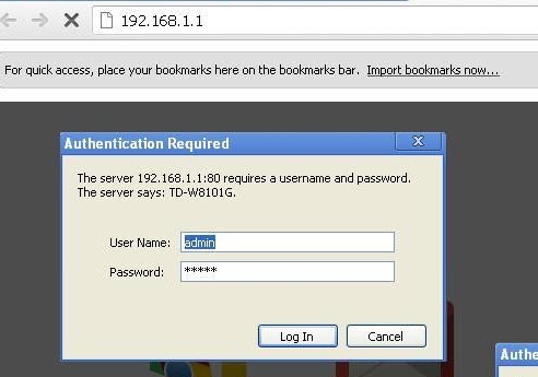 nhập user Name và Password