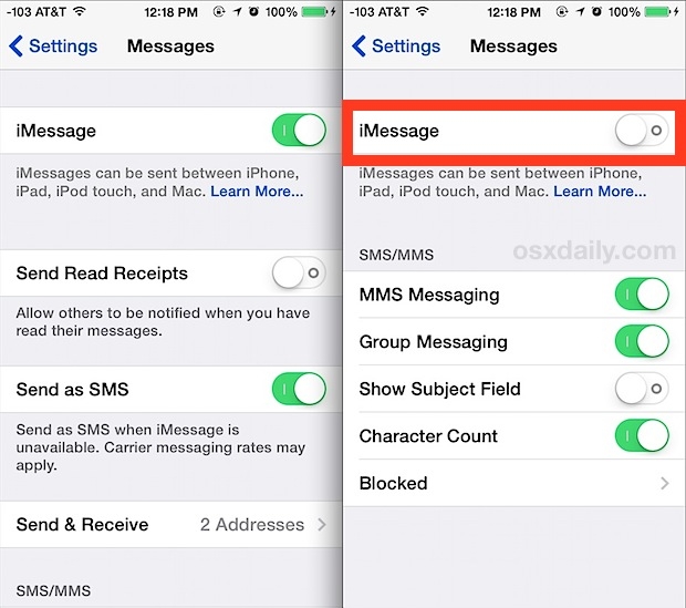 Tắt iMessage