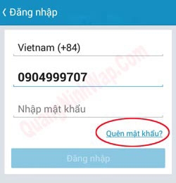 Quên mật khẩu zalo