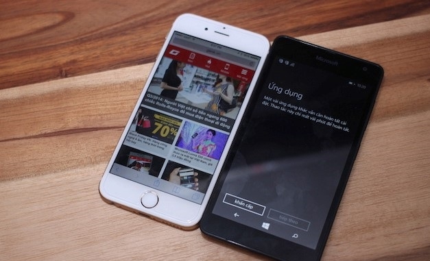 Microsoft Lumia 535 có kích thước ngang với iphone 6