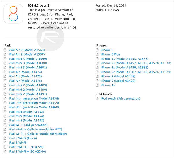 Apple ra mắt bản iOS 8.2 Beta 3