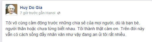 Lời cảm ơn của ông Đỗ Gia Huy tới mọi người