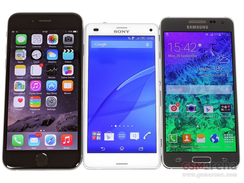 iphone 6 với Samsung Galaxy Alpha và Sony Xperia Z3 Compact