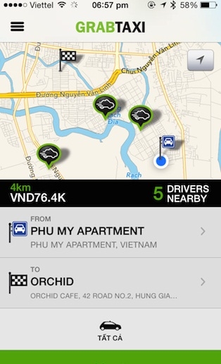 cài đặt ứng dụng Grab Taxi