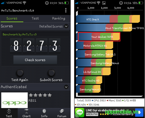Điểm benchmark rất tốt của máy