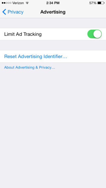 Tắt Limit Ad Tracking