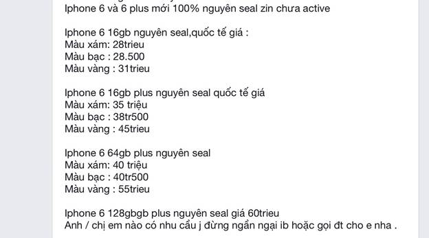 Giá bán iPhone 6 phiên bản quốc tế