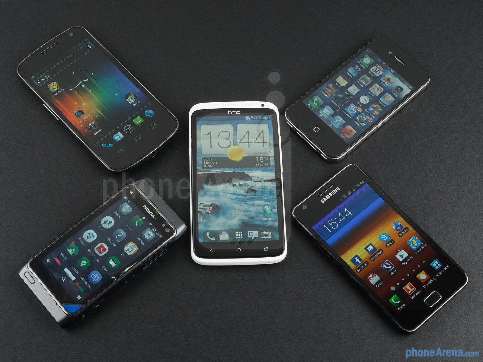 Samsung Galaxy S II, Galaxy Nexus, Nokia N8 , Apple iPhone 4S và HTC One X