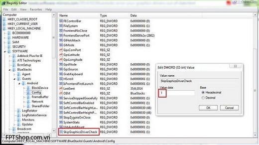 sửa lỗi màn hình đen trên Bluestacks bằng cách chỉnh Regedit