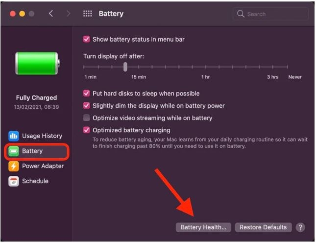 kiểm tra pin MacBook 4
