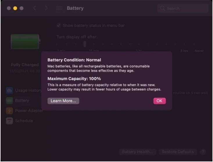 kiểm tra pin MacBook 6