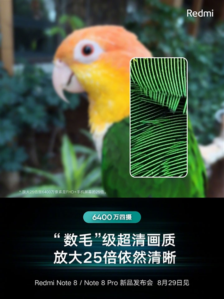 Redmi Note 8 có camera 64MP, zoom 25x Redmi Note 8 có camera 64MP, zoom 25x