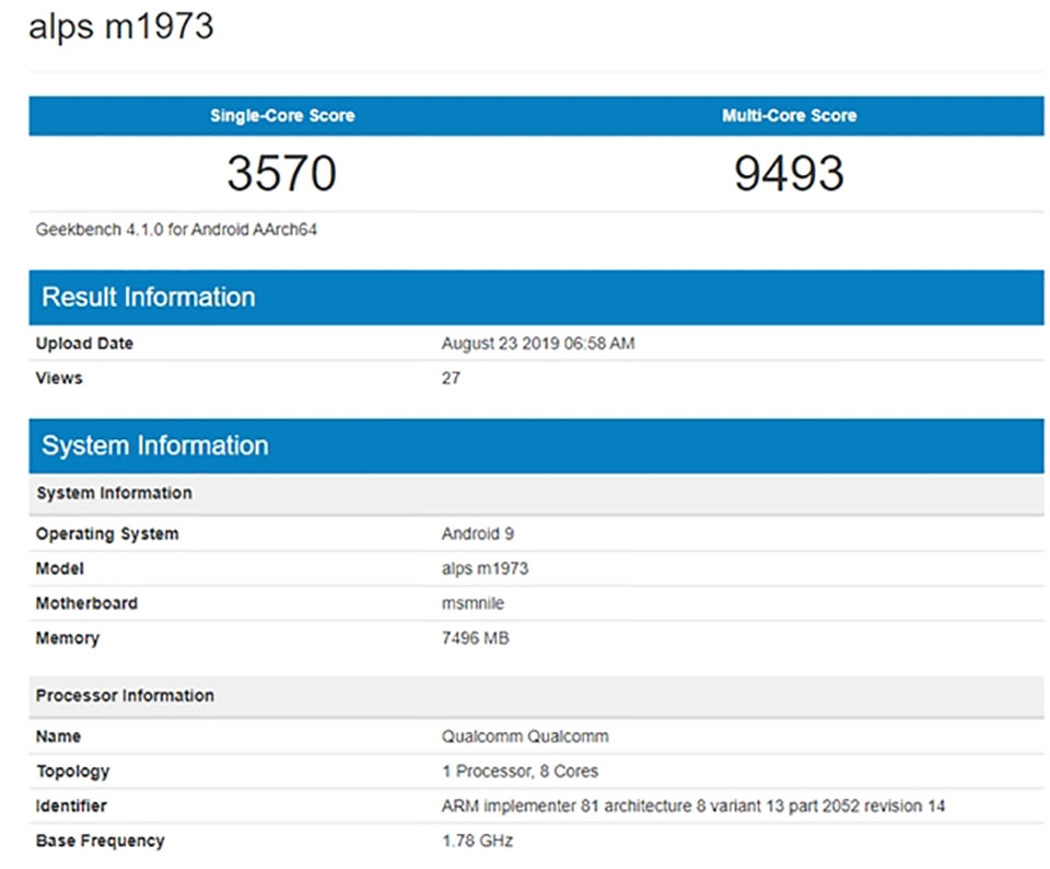 Meizu 16s Pro lộ cấu hình trên Geekbench