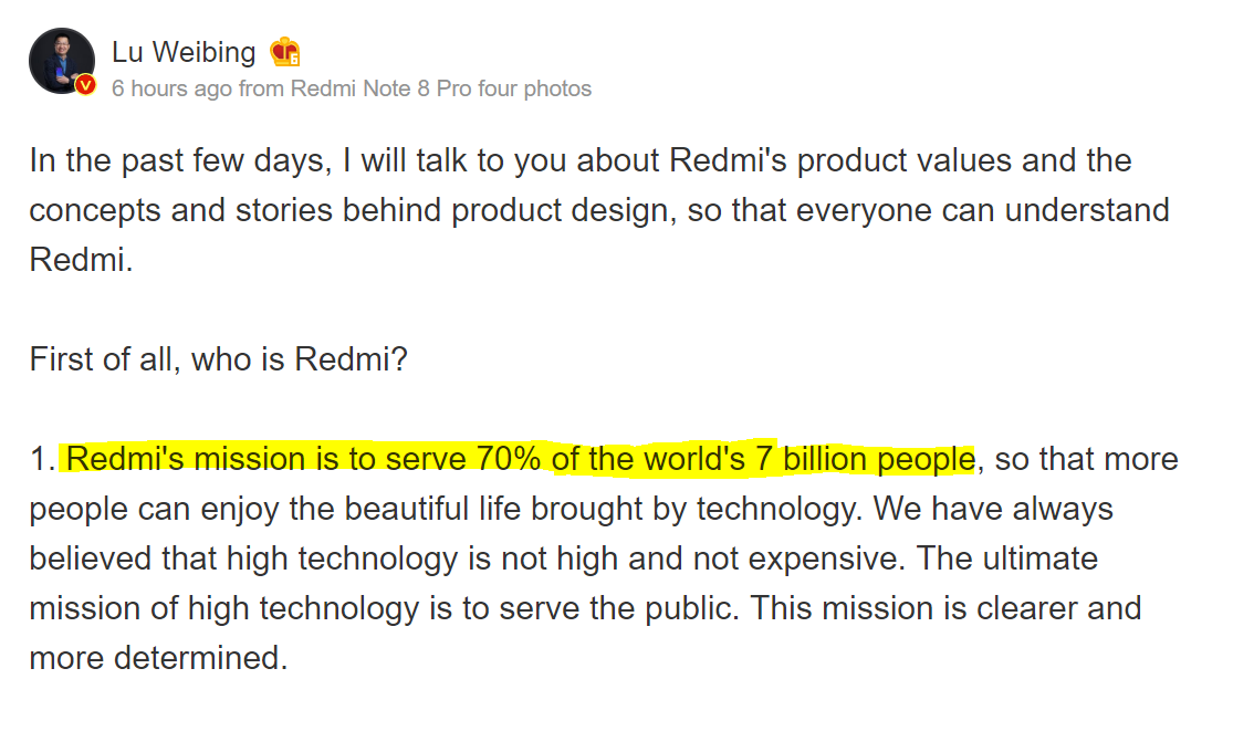 Redmi đặt tham vọng tiếp cận 70% dân số thế giới 2