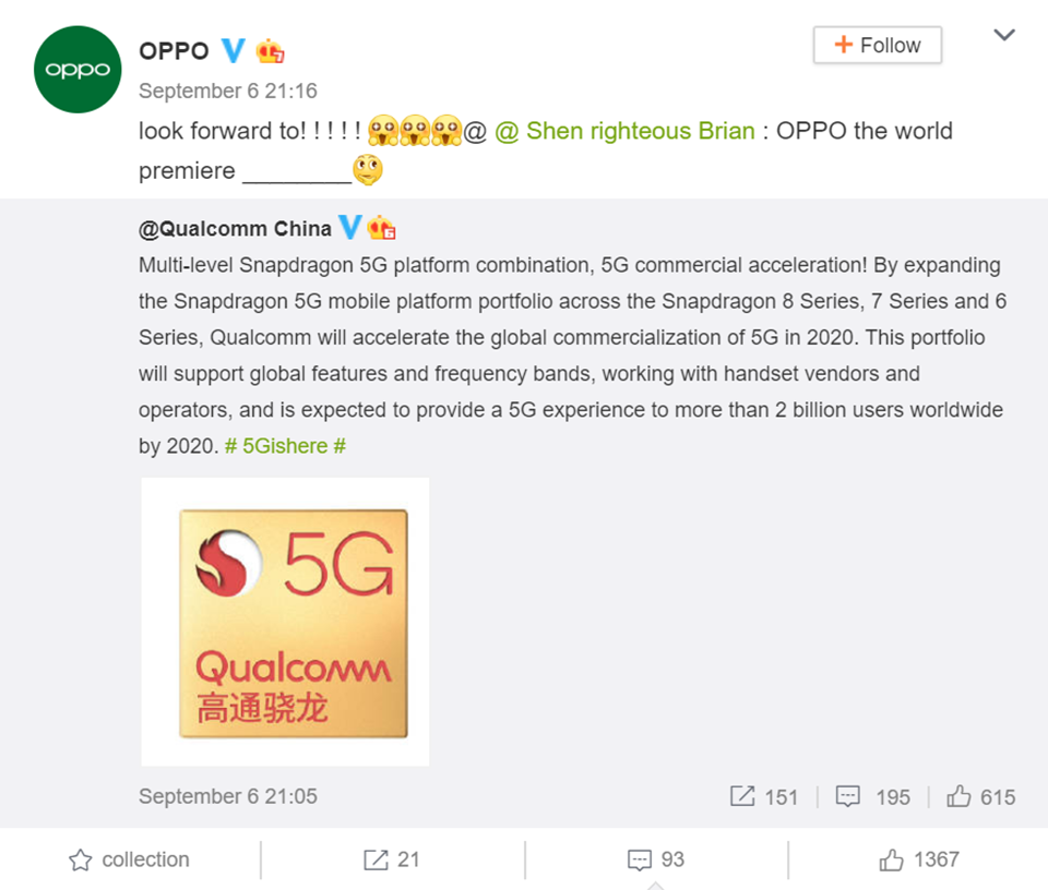 OPPO sẽ là hãng đầu tiên sử dụng Snapdragon 700 series 5G