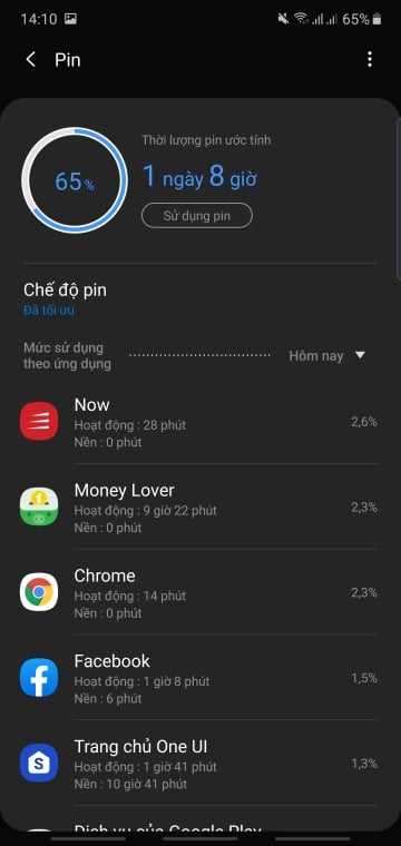 Tiết kiệm pin Note 10