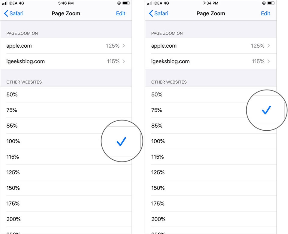 Tăng phông chữ trong Safari trên iPhone, iPad