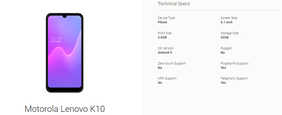 Thông tin Lenovo K10 Thông tin Lenovo K10