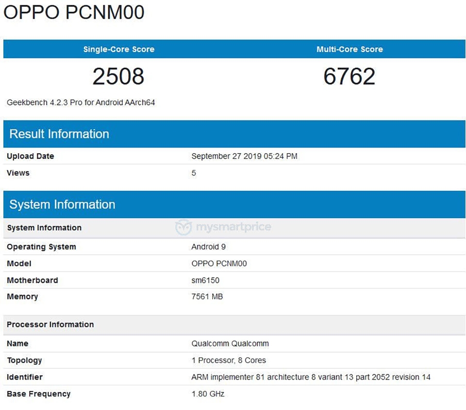 OPPO K5 xuất hiện trên Geekbench OPPO K5 xuất hiện trên Geekbench