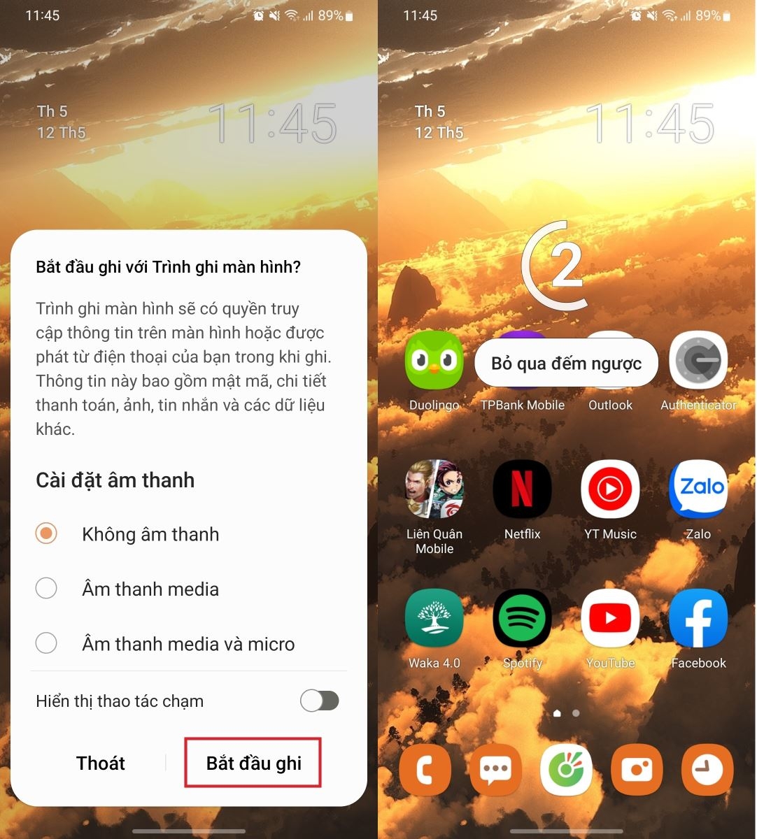 Hướng dẫn cách quay màn hình Samsung trực tiếp bằng phần mềm của máy 2