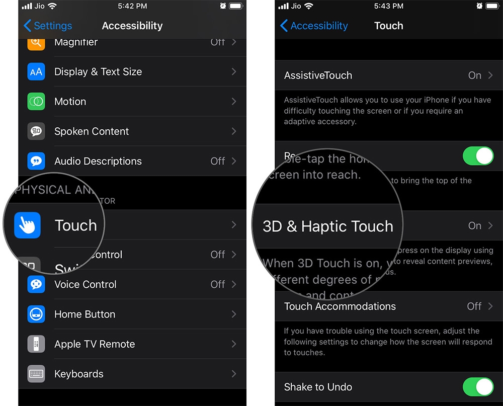 cài đặt tắt 3D Touch cài đặt tắt 3D Touch