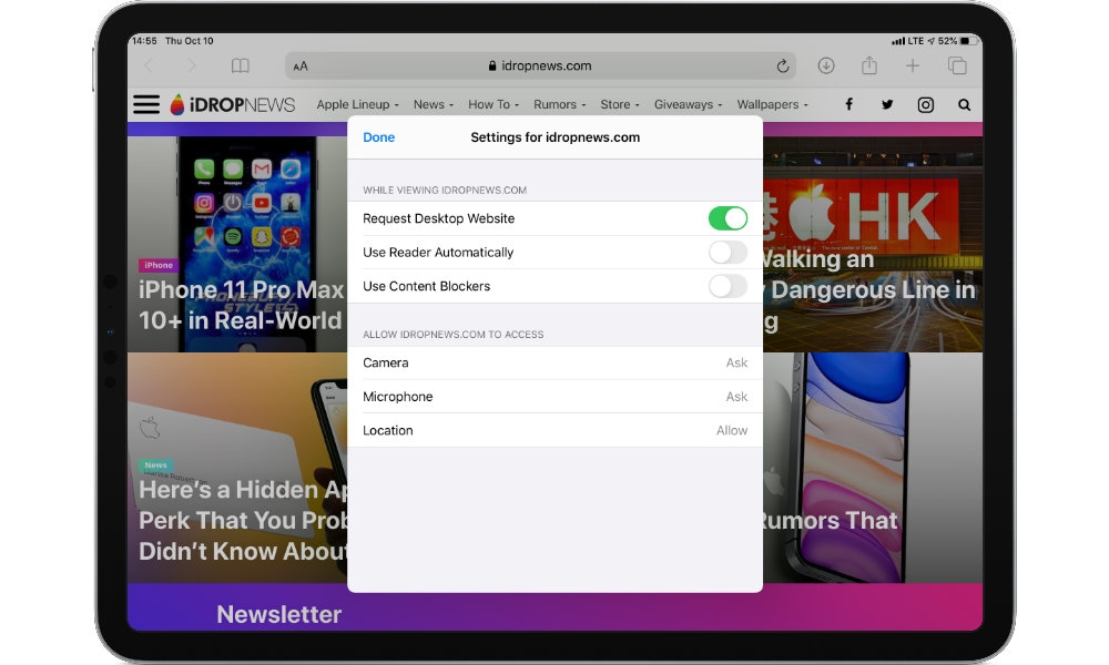Tùy chỉnh cài đặt cho website trên Safari trên iOS 13
