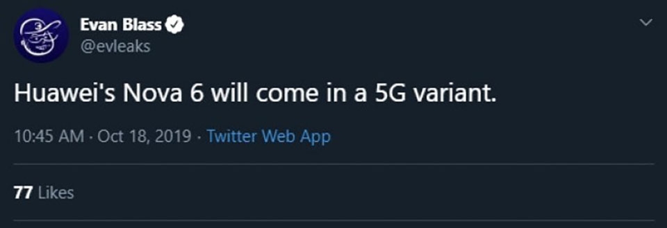 Huawei Nova 6 sẽ có biến thể 5G Huawei Nova 6 sẽ có biến thể 5G