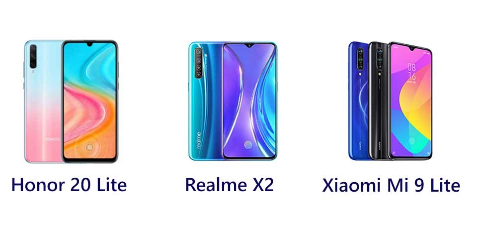 Honor 20 Lite vs Realme X2 vs Xiaomi Mi 9 Lite