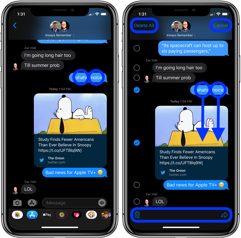 Cách xóa tin nhắn nhanh chóng trên iPhone