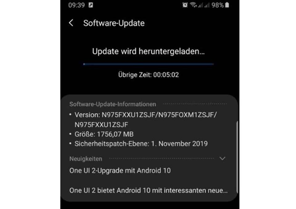 Galaxy Note 10 với Android 10 Beta