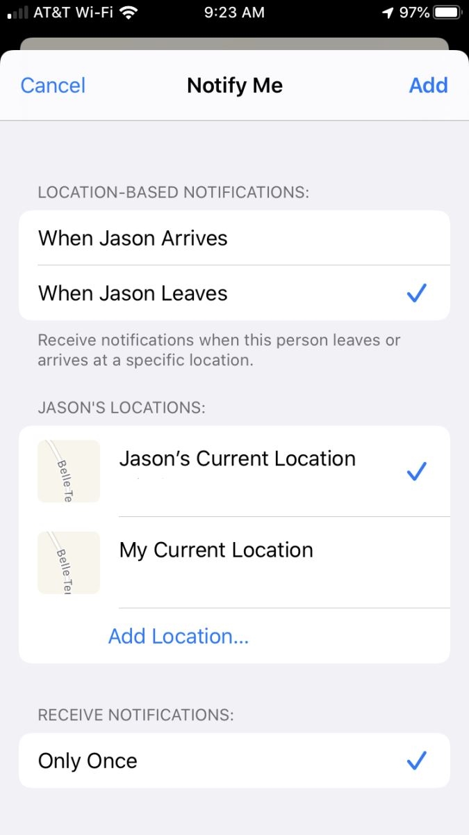 thong bao khi co nguoi den gan trong Find My